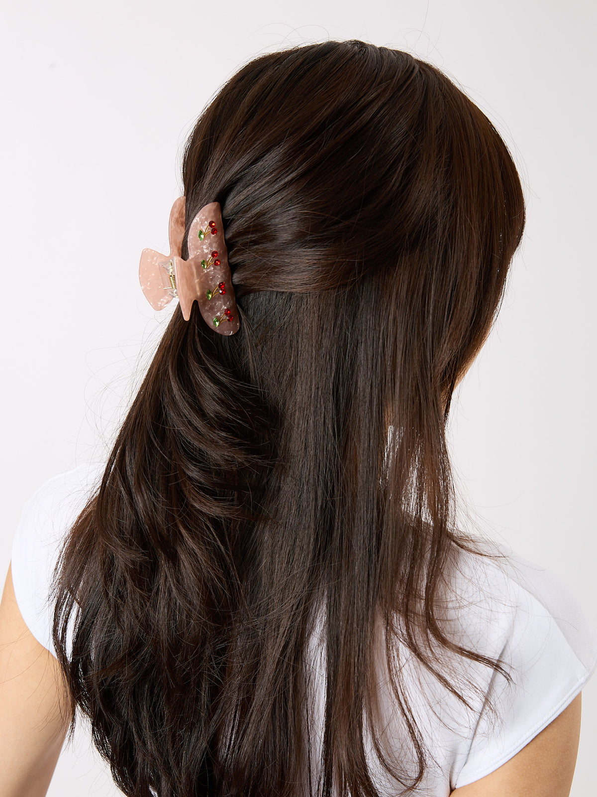 Cherry Rhinstone Claw Clip