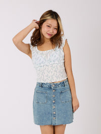 Button Denim Skirt