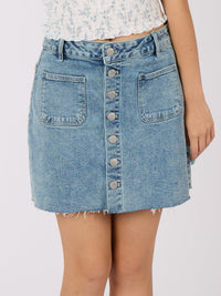 Button Denim Skirt
