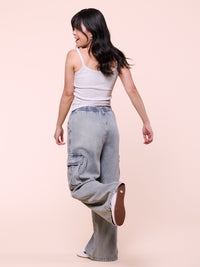 Wide Leg Cargo Denim Pants