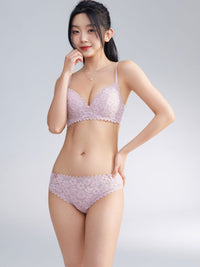 VINIFRED, Wireless Lace Triangle Bra - 8f6-palemauve