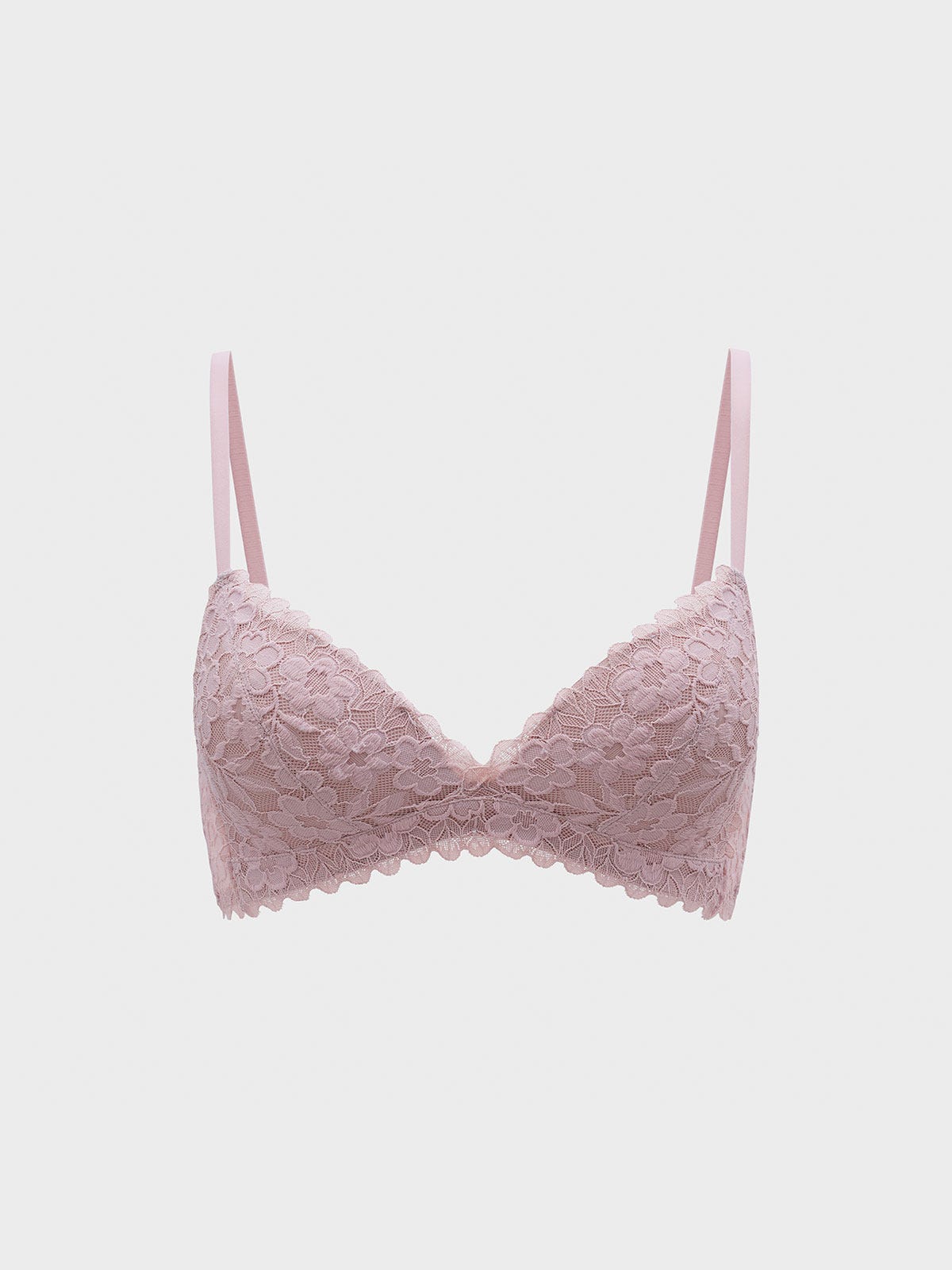 VINIFRED, Wireless Lace Triangle Bra - 8f6-palemauve