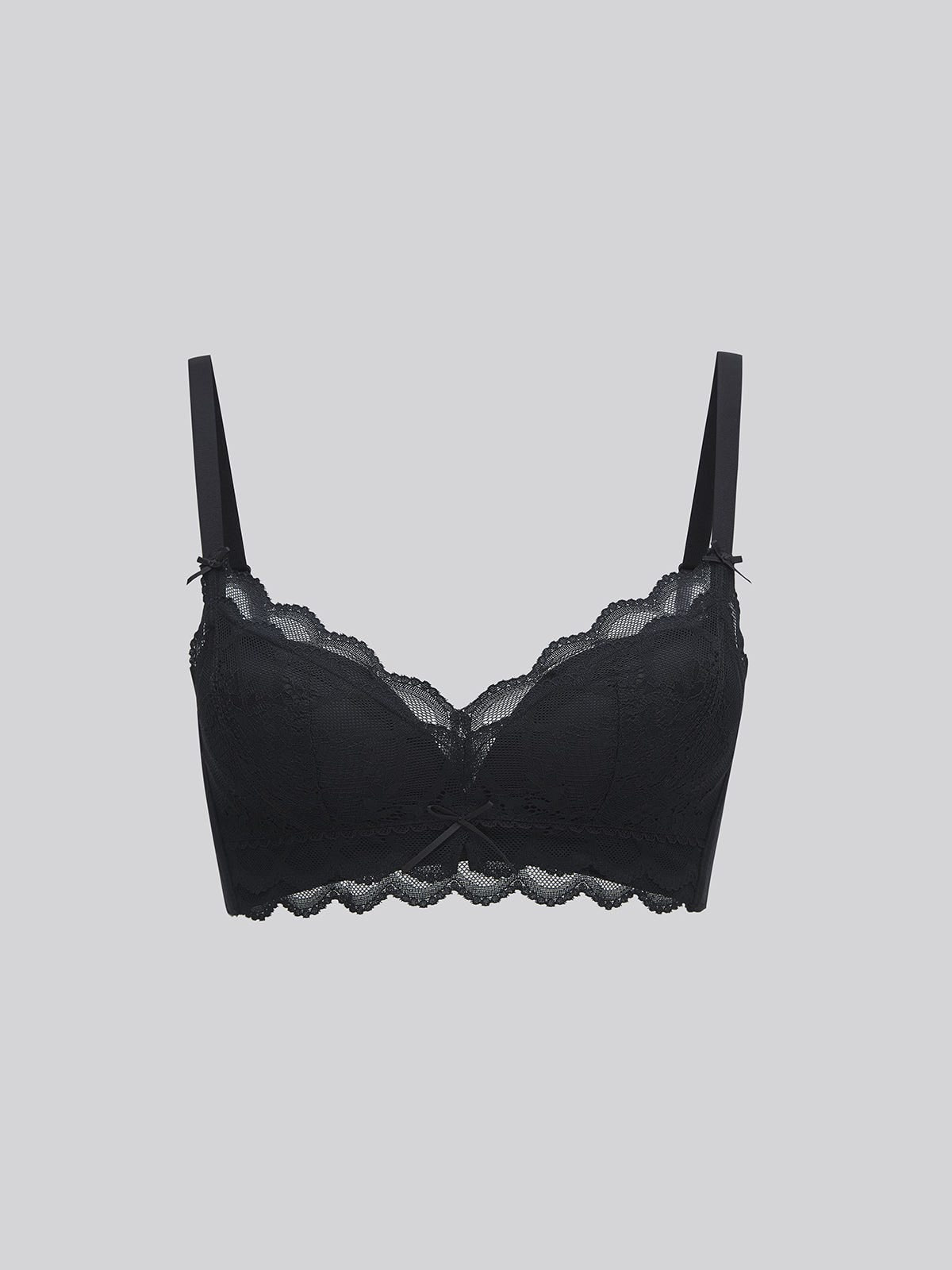 NINI, Super Boost Push-Up Lace Wireless Bra - 8F5-Black