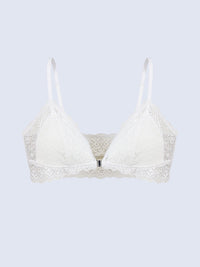 CAMBRE, Front Closure Wireless Light Pad Lace Bralette - 8F5-OffWhite