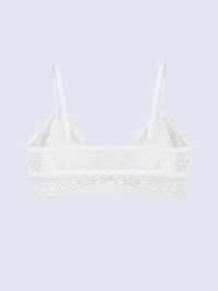 CAMBRE, Front Closure Wireless Light Pad Lace Bralette - 8F5-OffWhite