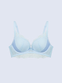 ALESSANDRA, Super Boost Soft Wired Push Up Lace Demi Bra - 8F5-Skywriting