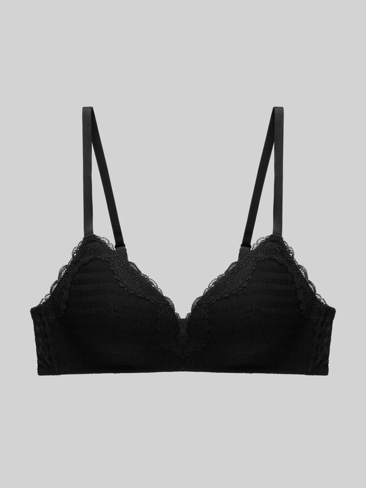 2-Pack Wireless Lace Bra - 8f6-black