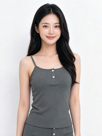 Cotton Rib Cami Top - 8f6-bluegrey