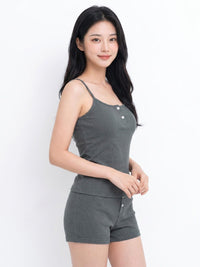 Cotton Rib Cami Top - 8f6-bluegrey