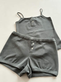 Cotton Rib Cami Top - 8f6-bluegrey