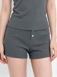 Cotton Rib Lounge Shorts - 8f6-bluegrey