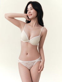 LEOMIE, Soft-wired Light Pad Lace Bra - 8f6-lemonicing