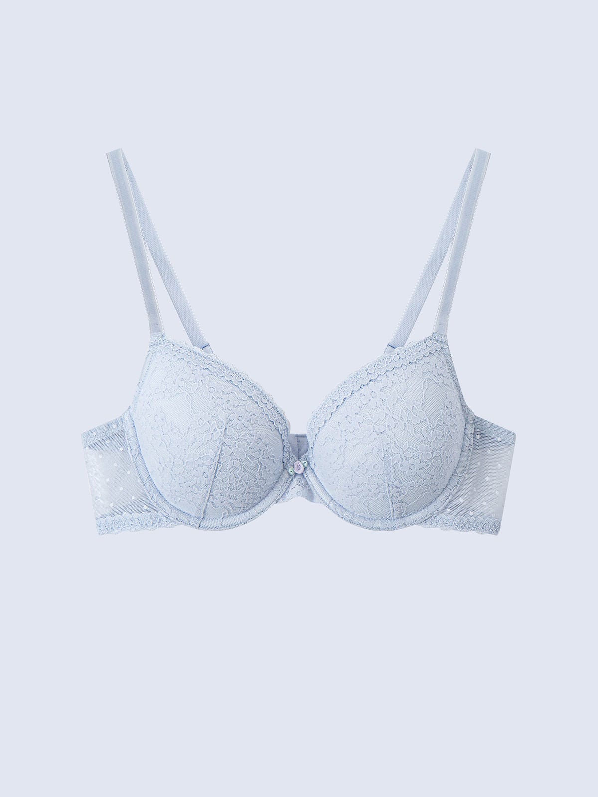 LEOMIE, Soft-wired Light Pad Lace Bra - 8f6-clearlightblue