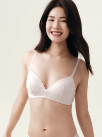SUMI, Wireless Light Pad Lace Bra - 8f6-coconutwhite