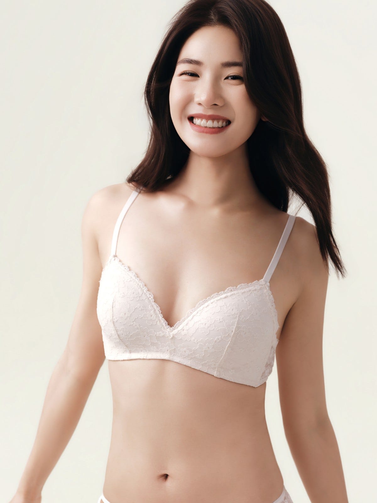 SUMI, Wireless Light Pad Lace Bra - 8f6-coconutwhite