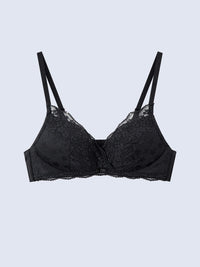 RHINO, Wireless Push Up Lace Bra - 8s6-black