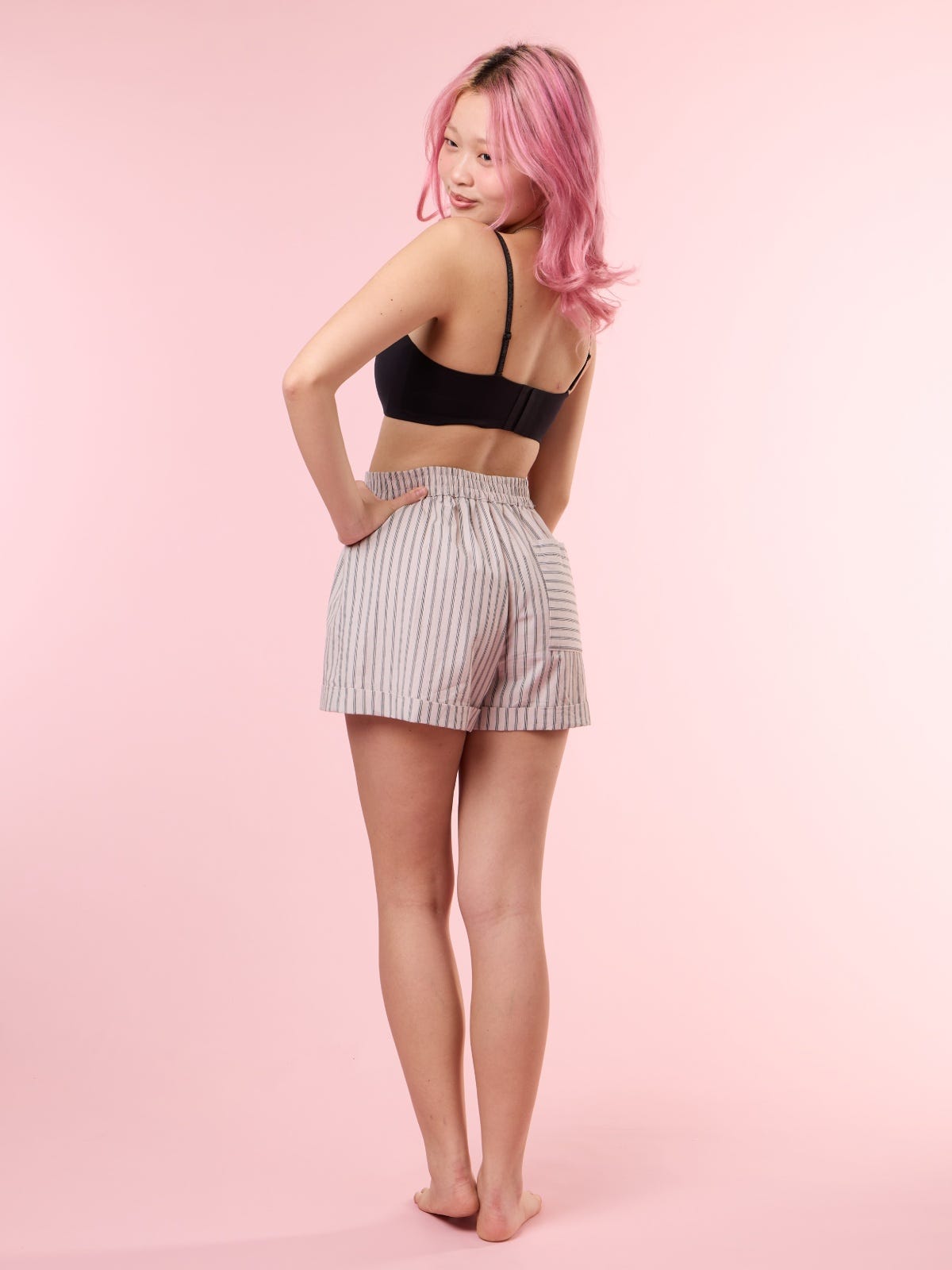 LEXA, Striped Shorts - 8S6-SilverGray