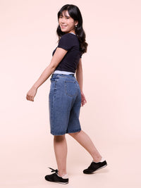 LETTY, Denim Bermuda Shorts - 8f6-bluedenim