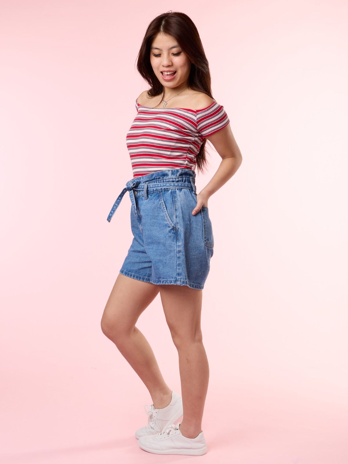 TAMIA, Denim Shorts - 8S6-BlueDenim
