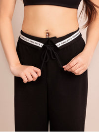 EELOIT, Foldover Waist Wide Leg Pants - 8S6-Black