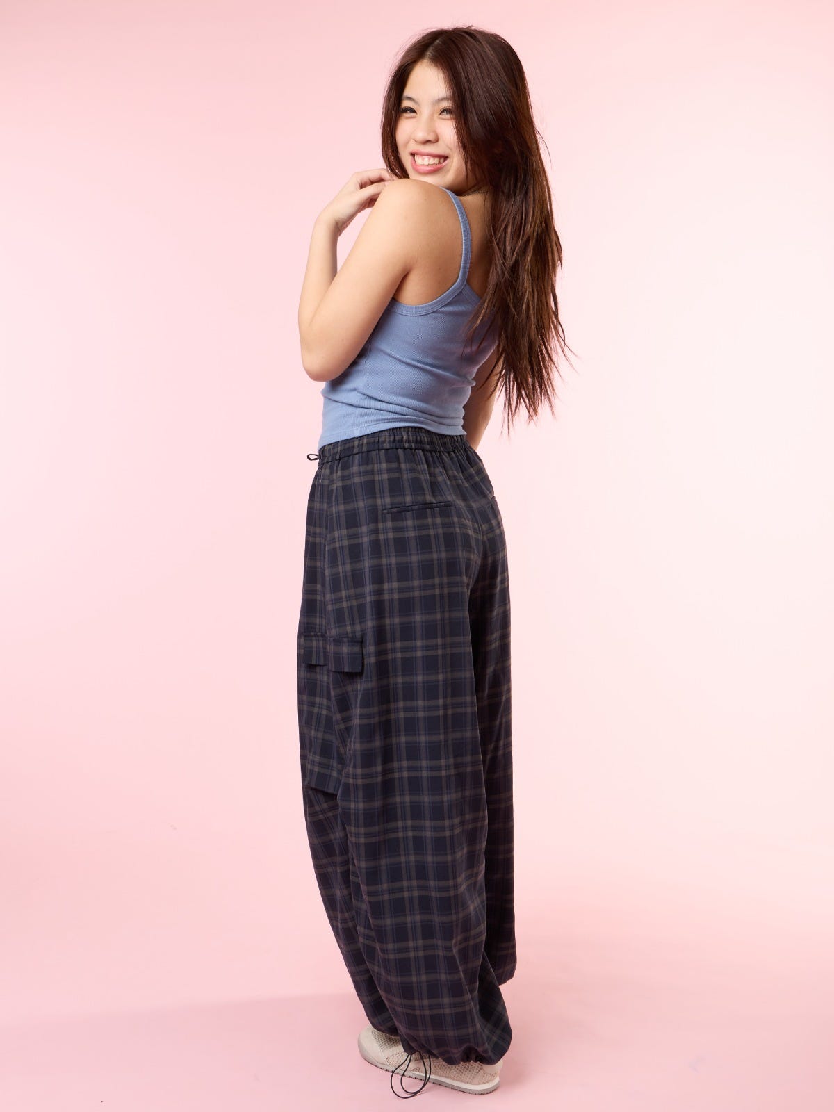 INA, Checked Balloon Pants - 8S6-Graphite