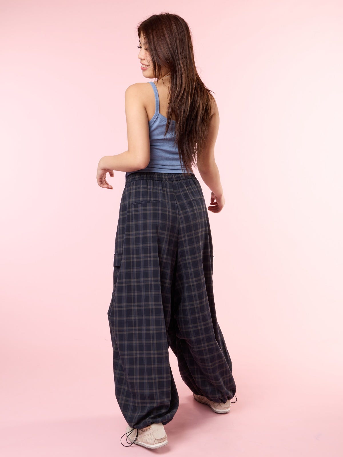 INA, Checked Balloon Pants - 8S6-Graphite