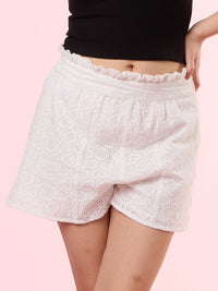 DENISE, Embroidered Shorts     - 8S6-OffWhite