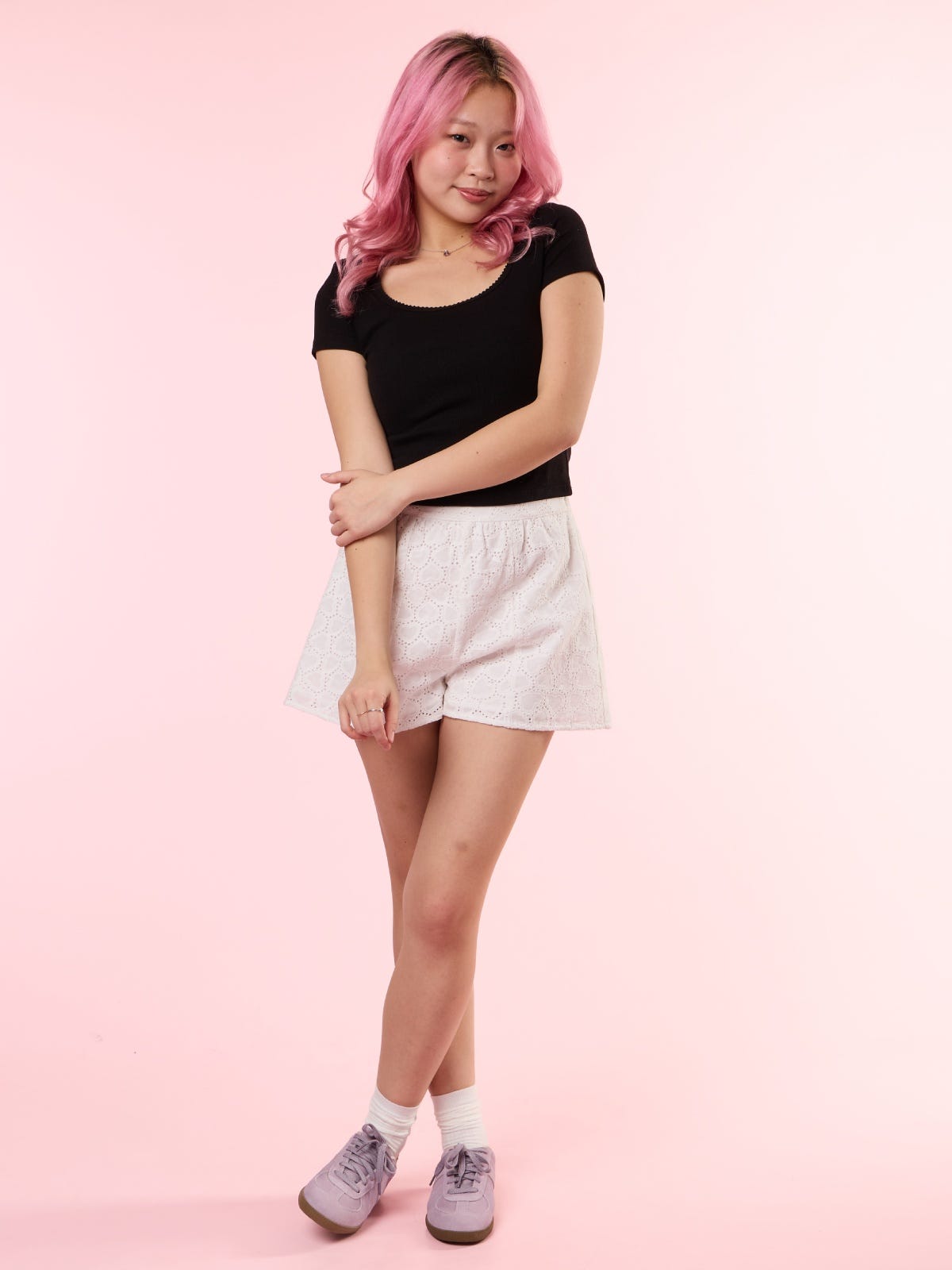 DENISE, Embroidered Shorts     - 8S6-OffWhite