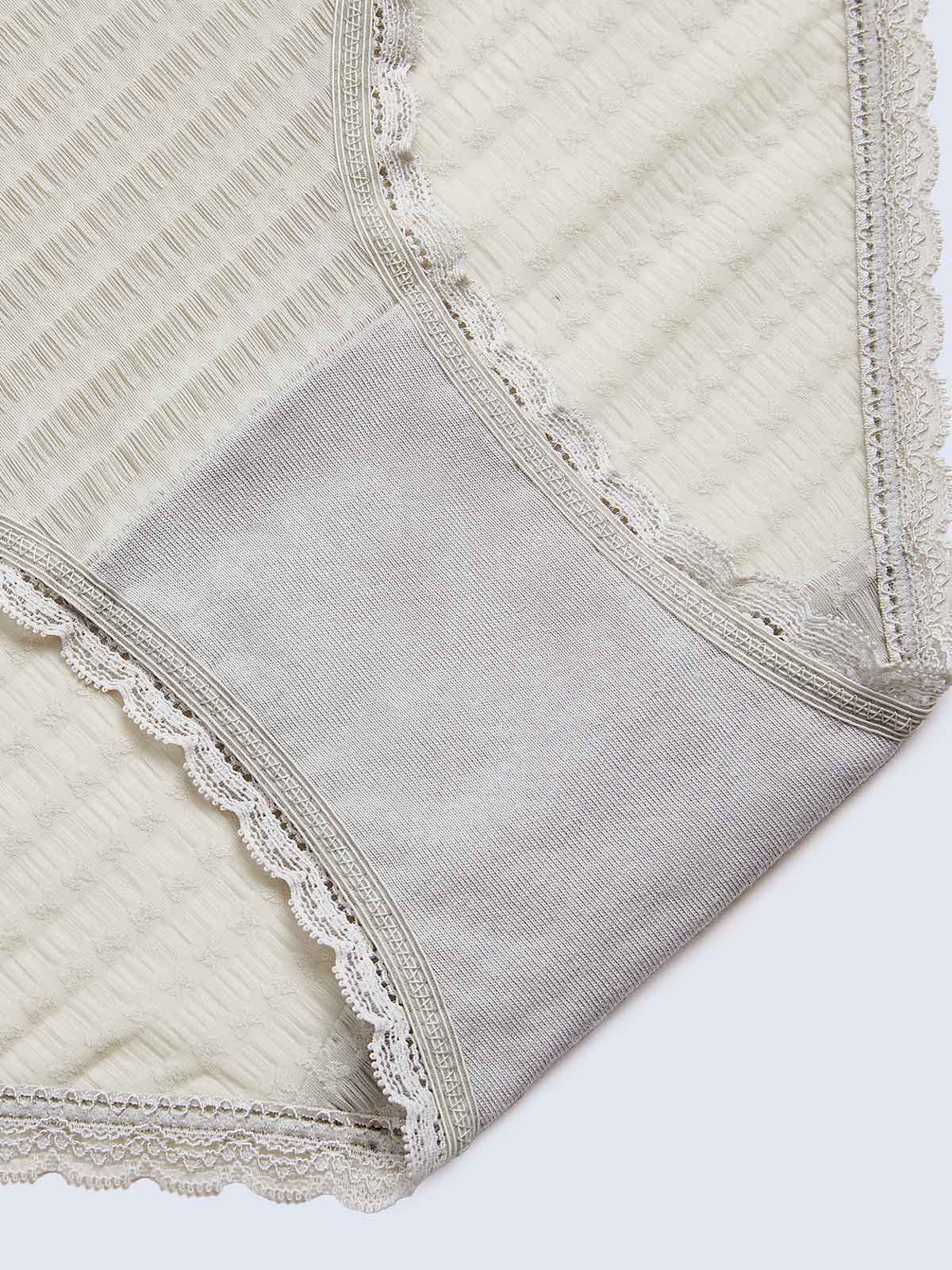 JENNA P SOLID, Texture Lace Hipster Panty - 8S6-Metal