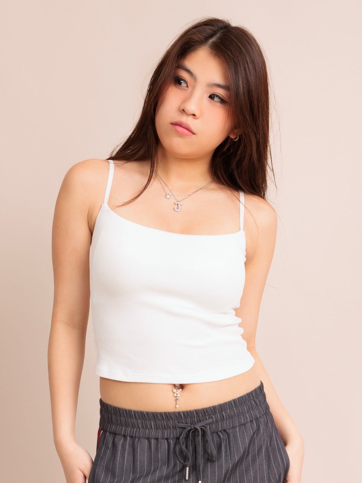 MAIZIE, Bra-free Ribbed Cami Top - 8S6-OffWhite
