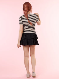 ALAINA, Striped Tee - 8S6-Black