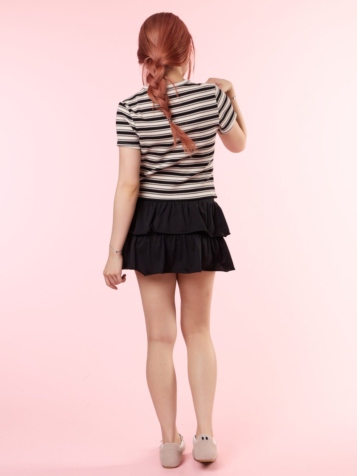 ALAINA, Striped Tee - 8S6-Black
